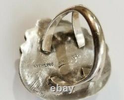 Native American Signed Hallmark Sterling Silver Purple Sugilite Ring 7 1/2