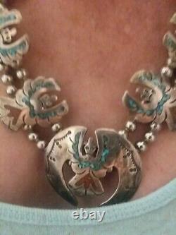 Native American Silver Necklace Signed Alfred Joe (Al Joe) Famous Navajo Artist