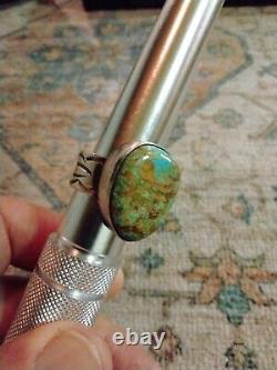 Native American Sterling And Turquoise Ring Size 9, Solid 18.4 Grams. Signed