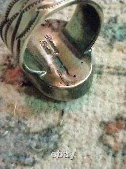 Native American Sterling And Turquoise Ring Size 9, Solid 18.4 Grams. Signed