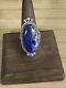 Native American Sterling Lapis Ring Sz 7-11 Signed
