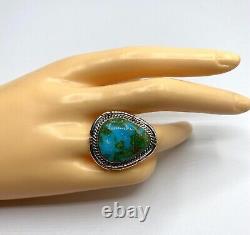 Native American Sterling Navajo Handmade Sonoran Rose Turquoise Ring Size 7