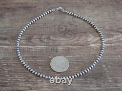 Native American Sterling Silver 4mm Navajo Pearl 14 Necklace Mariano Native American Sterling Silver 4mm Navajo Pearl 14 Necklace Mariano