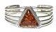 Native American Sterling Silver Amber Cuff Bracelet By R. Tom 6 3/4 Navajo