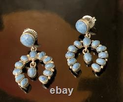 Native American Sterling Silver Blue Sodalite Naja Dangle Earrings Vintage 15 G