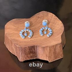 Native American Sterling Silver Blue Sodalite Naja Dangle Earrings Vintage 15 G