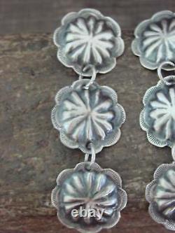 Native American Sterling Silver Concho Post Dangle Earrings Begay