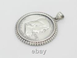 Native American Sterling Silver ½-Dollar Pendant by Navajo Artisan Merle House