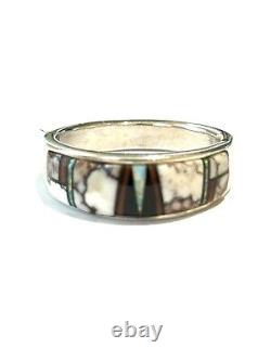 Native American Sterling Silver Handmade Navajo Inlay Wild Horse Ring size 12.5