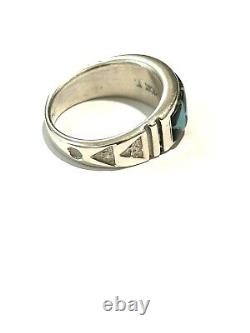 Native American Sterling Silver Handmade Navajo Inlay multicolor Ring size 12.5