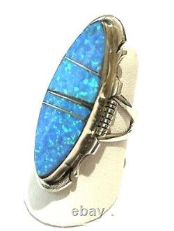 Native American Sterling Silver Handmade Navajo Opal Ring Size 6.5