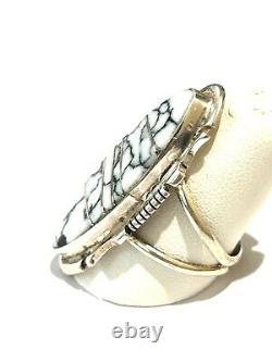 Native American Sterling Silver Handmade Navajo White Buffalo Ring Size 9