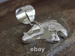 Native American Sterling Silver Heart Line Bear Pendant by Mariano