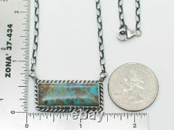 Native American Sterling Silver & Kingman Turquoise Necklace Navajo Handmade