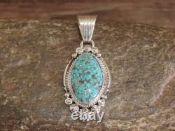 Native American Sterling Silver & Kingman Turquoise Pendant Benally