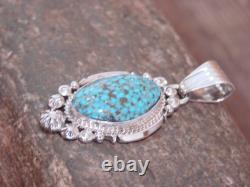 Native American Sterling Silver & Kingman Turquoise Pendant Benally