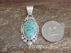 Native American Sterling Silver & Kingman Turquoise Pendant Benally