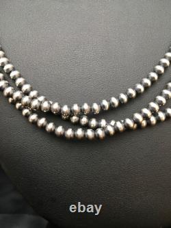 Native American Sterling Silver Navajo 4mm Bead 3 Strand 21 Necklace