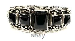 Native American Sterling Silver Navajo Handmade Black Onyx Cuff Bracelet