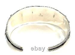 Native American Sterling Silver Navajo Handmade Black Onyx Cuff Bracelet