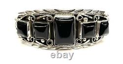 Native American Sterling Silver Navajo Handmade Black Onyx Cuff Bracelet