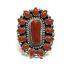 Native American Sterling Silver Navajo Handmade Coral Cluster Ring Size 9.25