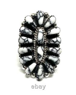 Native American Sterling Silver Navajo Handmade Howlite Ring Size 7