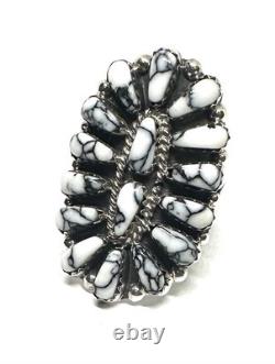 Native American Sterling Silver Navajo Handmade Howlite Ring Size 7