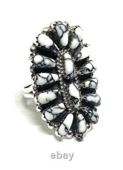 Native American Sterling Silver Navajo Handmade Howlite Ring Size 7
