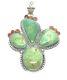 Native American Sterling Silver Navajo Handmade Kingman Turquoise Cactus Pendant