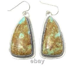 Native American Sterling Silver Navajo Handmade Natural Turquoise Dangle Earring