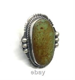 Native American Sterling Silver Navajo Handmade Natural Turquoise Ring Size 7.75