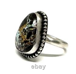 Native American Sterling Silver Navajo Handmade Natural Turquoise Ring Size 8