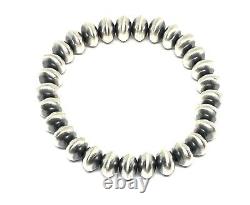 Native American Sterling Silver Navajo Handmade Navajo Pearls Stretch Bracelet