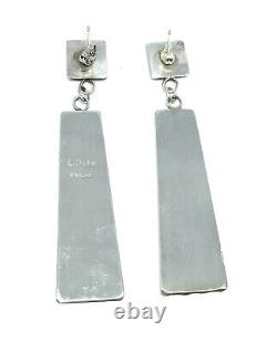 Native American Sterling Silver Navajo Handmade Oldlook Dangle Earrings