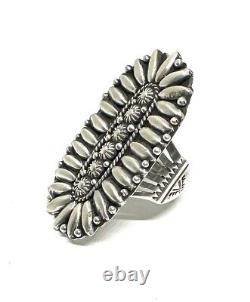 Native American Sterling Silver Navajo Handmade Stamped Rings Size 8.5