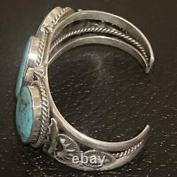 Native American Sterling Silver Navajo Handmade Turquoise Bracelet Cuff