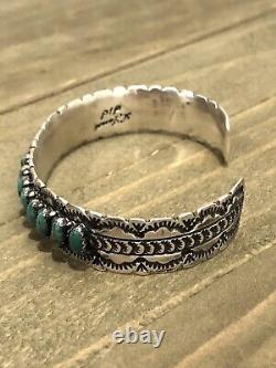 Native American Sterling Silver Navajo Handmade Turquoise Cuff Bracelet