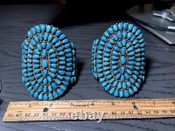 Native American Sterling Silver Navajo Handmade Turquoise Cuff Bracelet Set