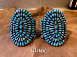 Native American Sterling Silver Navajo Handmade Turquoise Cuff Bracelet Set
