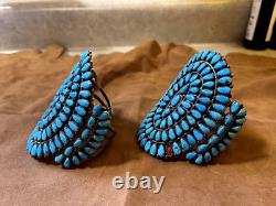 Native American Sterling Silver Navajo Handmade Turquoise Cuff Bracelet Set