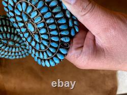 Native American Sterling Silver Navajo Handmade Turquoise Cuff Bracelet Set