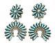 Native American Sterling Silver Navajo Handmade Turquoise Naja Cluster Earrings