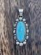 Native American Sterling Silver Navajo Handmade Turquoise Pendant Betta Lee