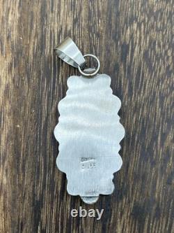 Native American Sterling Silver Navajo Handmade Turquoise Pendant Betta Lee