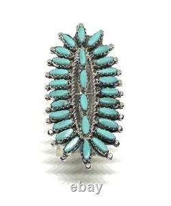 Native American Sterling Silver Navajo Handmade Turquoise Ring Size 10.5
