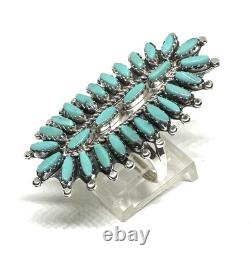 Native American Sterling Silver Navajo Handmade Turquoise Ring Size 10.5