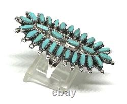 Native American Sterling Silver Navajo Handmade Turquoise Ring Size 10.5
