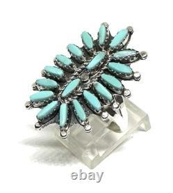 Native American Sterling Silver Navajo Handmade Turquoise Ring Size 6