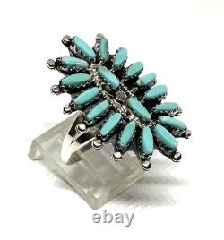Native American Sterling Silver Navajo Handmade Turquoise Ring Size 6